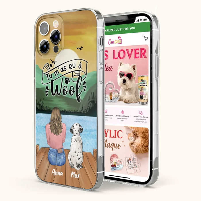 Custom Personalized Dog Mom Phone Case - Gifts For Dog Lover/ Mother's Day With Upto 5 Dogs - Tu m'á eu à Woof