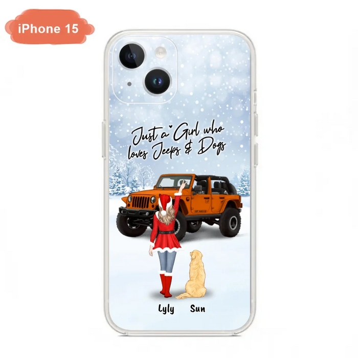 Custom Personalized Christmas Off-road Girl Phone Case - Girl With Upto 4 Pets - Christmas Gift For Dog/ Cat Lover - Just A Girl - Case For iPhone And Samsung