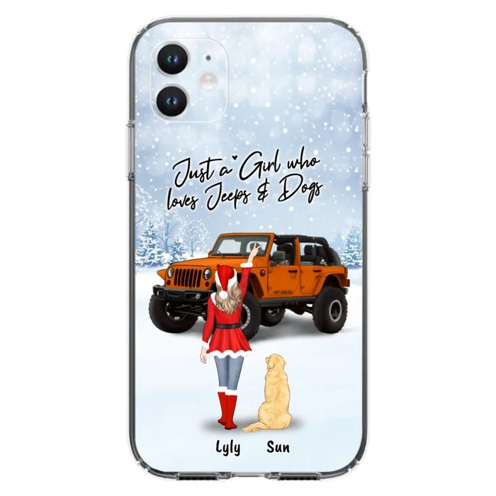 Custom Personalized Christmas Off-road Girl Phone Case - Girl With Upto 4 Pets - Christmas Gift For Dog/ Cat Lover - Just A Girl - Case For iPhone And Samsung