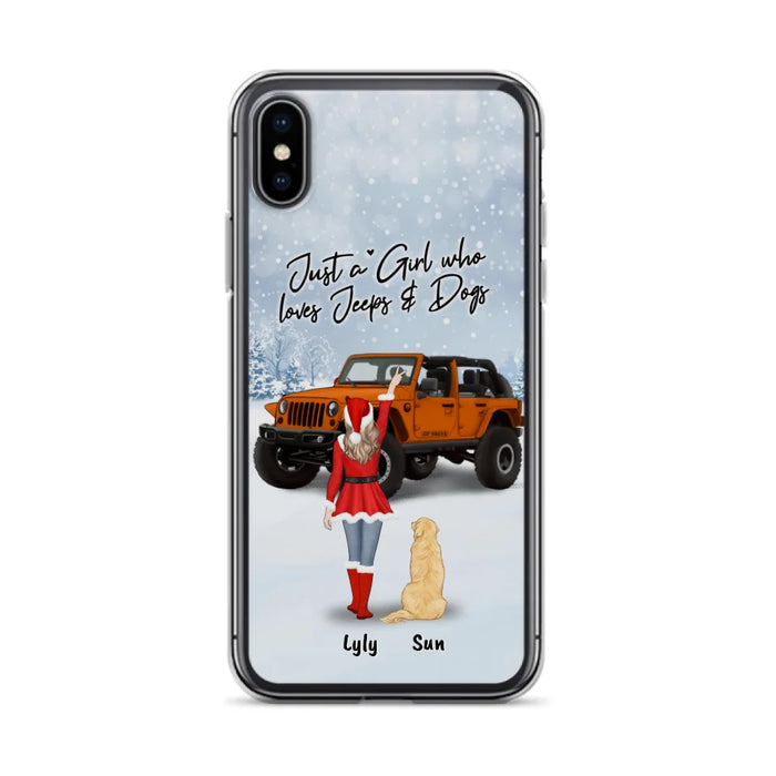 Custom Personalized Christmas Off-road Girl Phone Case - Girl With Upto 4 Pets - Christmas Gift For Dog/ Cat Lover - Just A Girl - Case For iPhone And Samsung