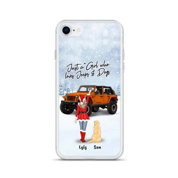 Custom Personalized Christmas Off-road Girl Phone Case - Girl With Upto 4 Pets - Christmas Gift For Dog/ Cat Lover - Just A Girl - Case For iPhone And Samsung