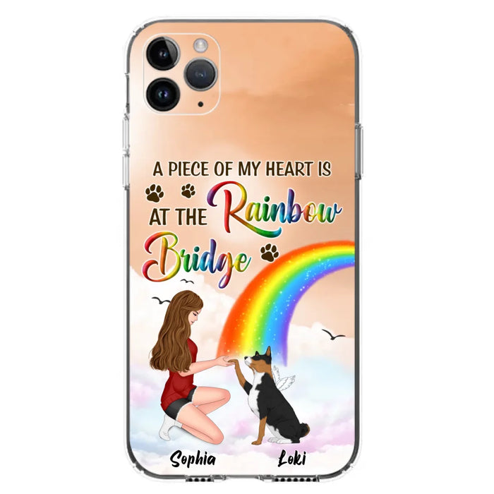 Custom Personalized Dog Mom Phone Case - Memorial Gift Idea for Dog Owners/Mother's Day - A Piece Of My Heart Is At The Rainbow Bridge - Case for iPhone/Samsung