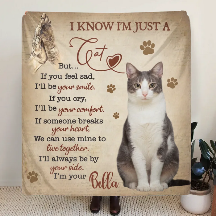 Custom Personalized Cat Quilt/ Fleece Throw Blanket - Upload Photo - Gift Idea For Cat Lover - I'lI Always Be By Your Side