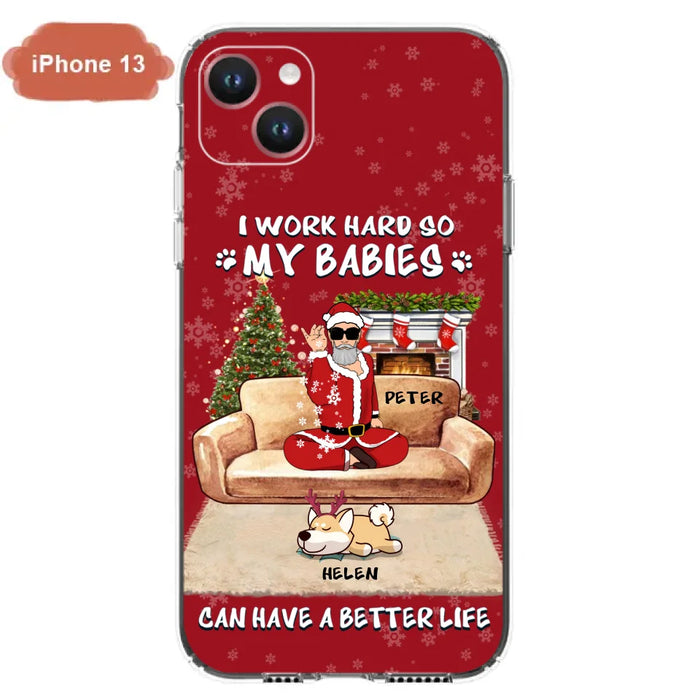 Custom Personalized Christmas Pet Dad Phone Case - Man With Upto 4 Pets - Gift For Cat/ Dog Lover - Case For iPhone And Samsung