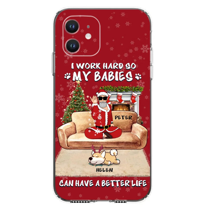 Custom Personalized Christmas Pet Dad Phone Case - Man With Upto 4 Pets - Gift For Cat/ Dog Lover - Case For iPhone And Samsung