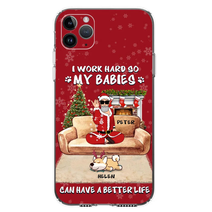 Custom Personalized Christmas Pet Dad Phone Case - Man With Upto 4 Pets - Gift For Cat/ Dog Lover - Case For iPhone And Samsung