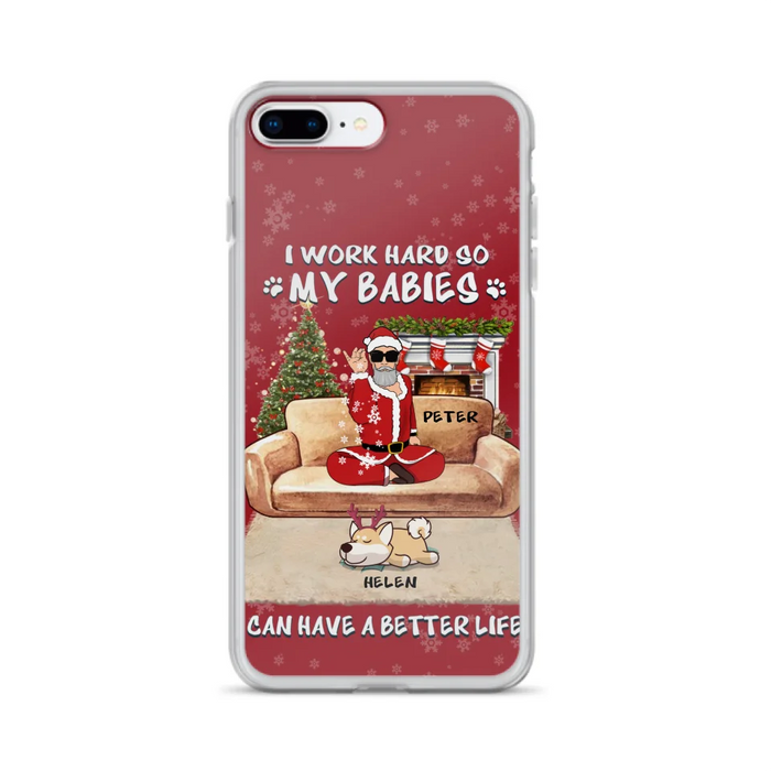 Custom Personalized Christmas Pet Dad Phone Case - Man With Upto 4 Pets - Gift For Cat/ Dog Lover - Case For iPhone And Samsung