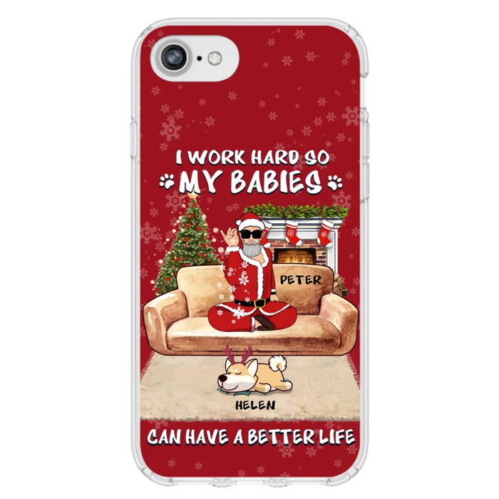 Custom Personalized Christmas Pet Dad Phone Case - Man With Upto 4 Pets - Gift For Cat/ Dog Lover - Case For iPhone And Samsung