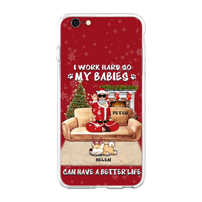 Custom Personalized Christmas Pet Dad Phone Case - Man With Upto 4 Pets - Gift For Cat/ Dog Lover - Case For iPhone And Samsung