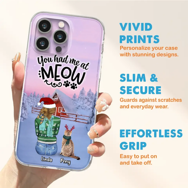 Personalized Christmas Cat Mom Phone Case - Up to 5 Cats - Christmas Gift Idea For Cat Lover - You Had Me At Meow - Case For iPhone And Samsung