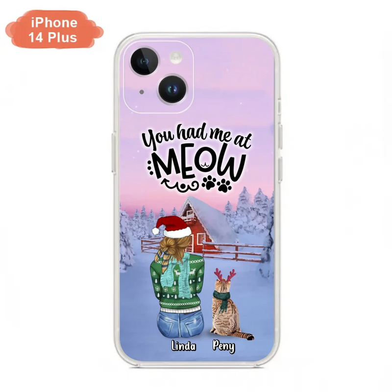Personalized Christmas Cat Mom Phone Case - Up to 5 Cats - Christmas Gift Idea For Cat Lover - You Had Me At Meow - Case For iPhone And Samsung