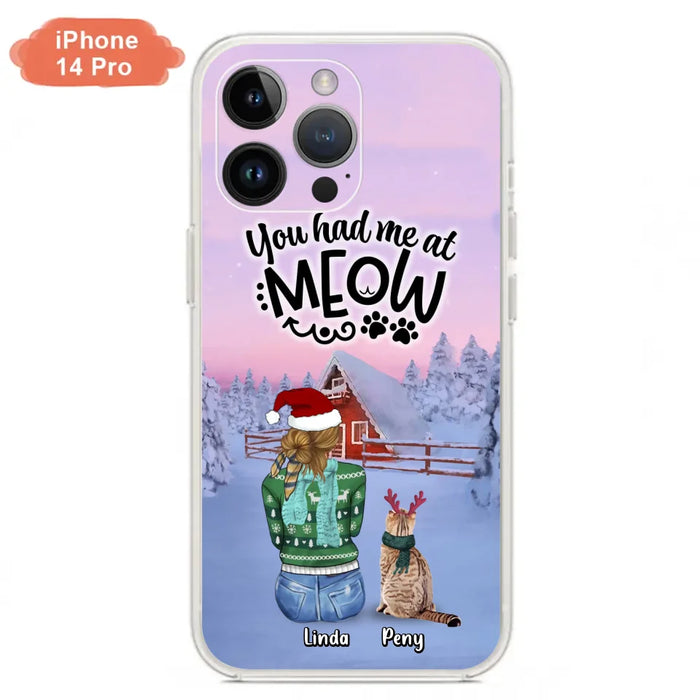 Custom Personalized Christmas Cat Mom Phone Case - Upto 5 Cats - Christmas Gift Idea For Cat Lover - You Had Me At Meow - Case For iPhone And Samsung