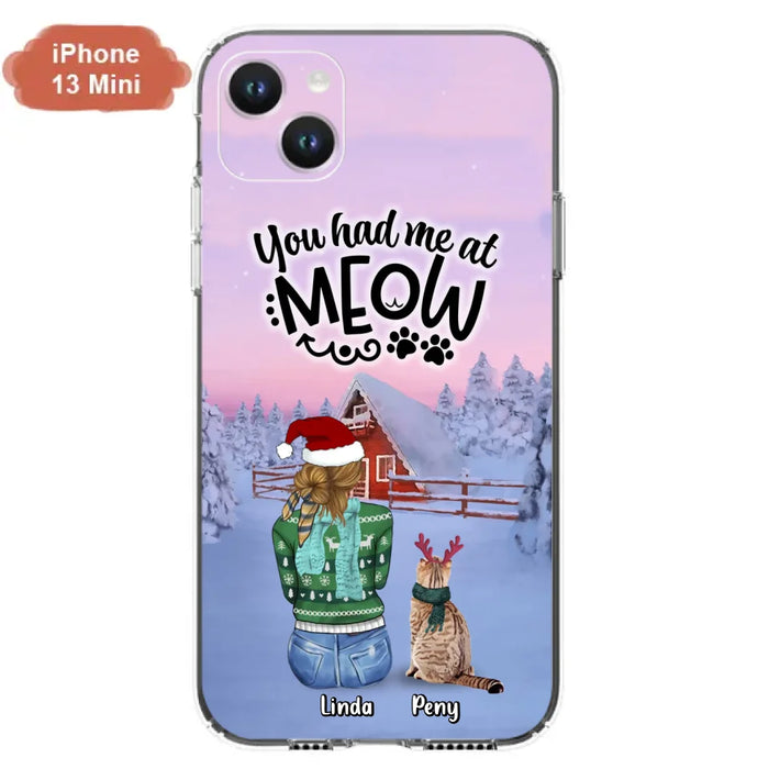 Custom Personalized Christmas Cat Mom Phone Case - Upto 5 Cats - Christmas Gift Idea For Cat Lover - You Had Me At Meow - Case For iPhone And Samsung