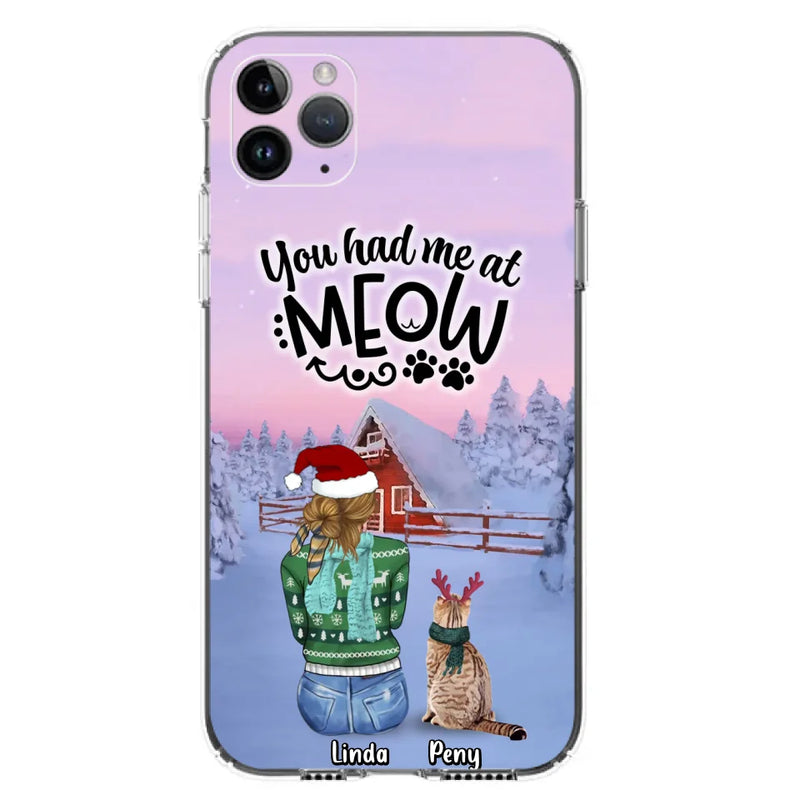 Personalized Christmas Cat Mom Phone Case - Up to 5 Cats - Christmas Gift Idea For Cat Lover - You Had Me At Meow - Case For iPhone And Samsung
