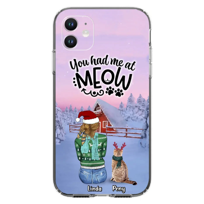 Custom Personalized Christmas Cat Mom Phone Case - Upto 5 Cats - Christmas Gift Idea For Cat Lover - You Had Me At Meow - Case For iPhone And Samsung