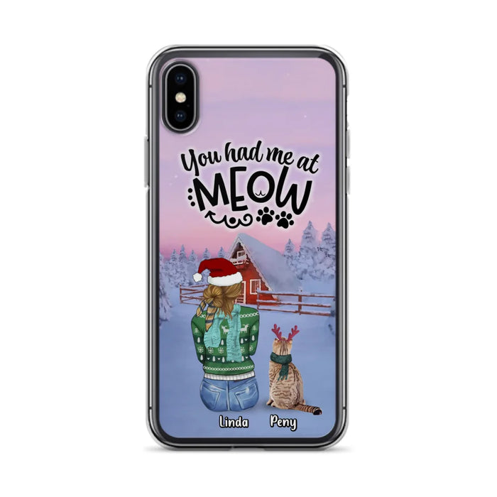 Custom Personalized Christmas Cat Mom Phone Case - Upto 5 Cats - Christmas Gift Idea For Cat Lover - You Had Me At Meow - Case For iPhone And Samsung