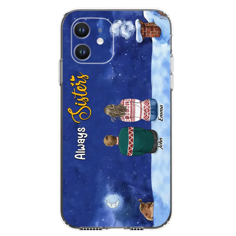 Personalized Christmas Brother & Sister Phone Case - Christmas Gift Idea For Siblings - Up to 12 People - Always Sisters - Case For iPhone And Samsung