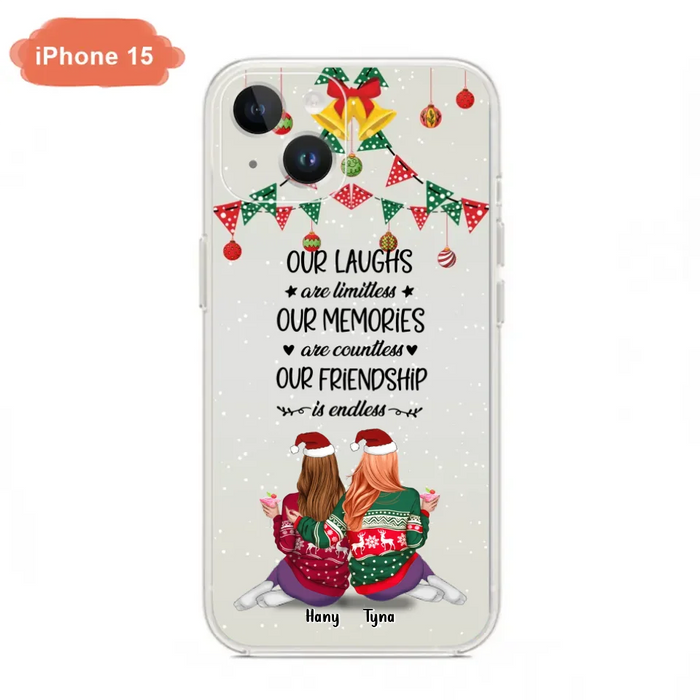 Custom Personalized Christmas Friends Phone Case - Gift Idea For Best Friends With Up To 5 Girls - Our Laughs Are Limitless - Cases For iPhone And Samsung