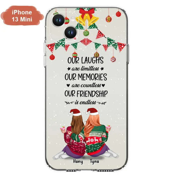 Custom Personalized Christmas Friends Phone Case - Gift Idea For Best Friends With Up To 5 Girls - Our Laughs Are Limitless - Cases For iPhone And Samsung