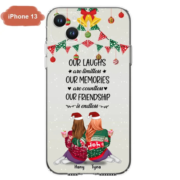 Custom Personalized Christmas Friends Phone Case - Gift Idea For Best Friends With Up To 5 Girls - Our Laughs Are Limitless - Cases For iPhone And Samsung