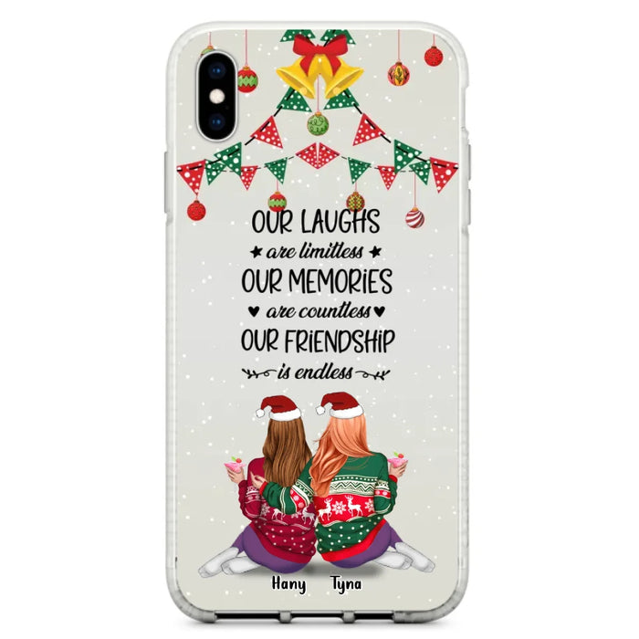 Custom Personalized Christmas Friends Phone Case - Gift Idea For Best Friends With Up To 5 Girls - Our Laughs Are Limitless - Cases For iPhone And Samsung