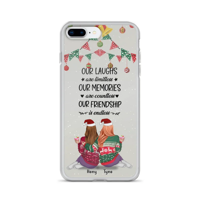 Custom Personalized Christmas Friends Phone Case - Gift Idea For Best Friends With Up To 5 Girls - Our Laughs Are Limitless - Cases For iPhone And Samsung