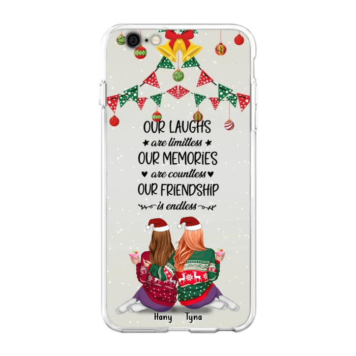 Custom Personalized Christmas Friends Phone Case - Gift Idea For Best Friends With Up To 5 Girls - Our Laughs Are Limitless - Cases For iPhone And Samsung