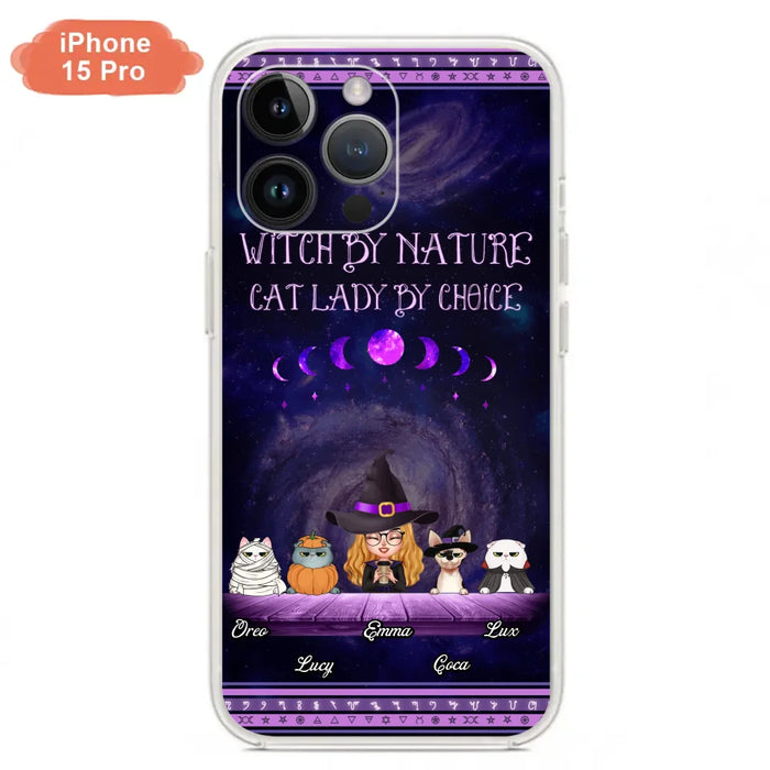 Custom Personalized Witch Phone Case for iPhone/ Samsung - Gift Idea For Halloween/ Pet Lovers with up to 4 Pets - Witch By Nature, Cat Lady By Choice