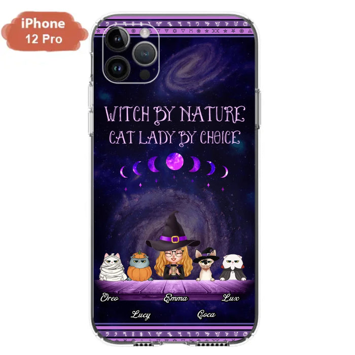 Custom Personalized Witch Phone Case for iPhone/ Samsung - Gift Idea For Halloween/ Pet Lovers with up to 4 Pets - Witch By Nature, Cat Lady By Choice