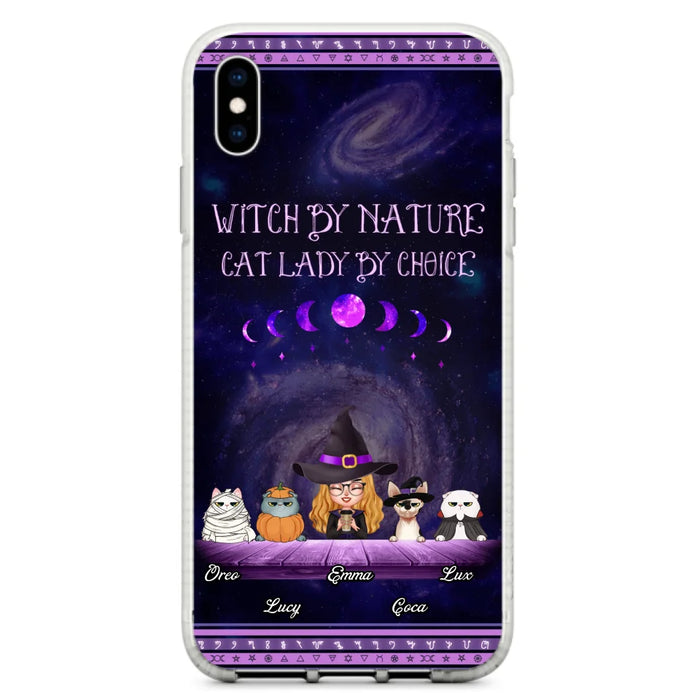 Custom Personalized Witch Phone Case for iPhone/ Samsung - Gift Idea For Halloween/ Pet Lovers with up to 4 Pets - Witch By Nature, Cat Lady By Choice