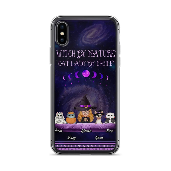 Custom Personalized Witch Phone Case for iPhone/ Samsung - Gift Idea For Halloween/ Pet Lovers with up to 4 Pets - Witch By Nature, Cat Lady By Choice