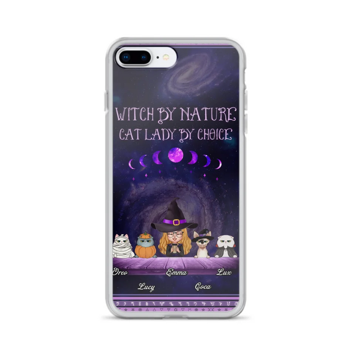 Custom Personalized Witch Phone Case for iPhone/ Samsung - Gift Idea For Halloween/ Pet Lovers with up to 4 Pets - Witch By Nature, Cat Lady By Choice