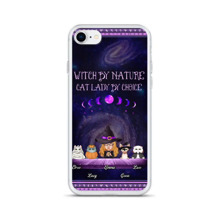 Custom Personalized Witch Phone Case for iPhone/ Samsung - Gift Idea For Halloween/ Pet Lovers with up to 4 Pets - Witch By Nature, Cat Lady By Choice