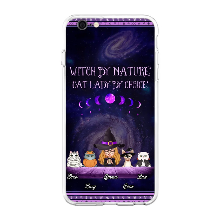 Custom Personalized Witch Phone Case for iPhone/ Samsung - Gift Idea For Halloween/ Pet Lovers with up to 4 Pets - Witch By Nature, Cat Lady By Choice