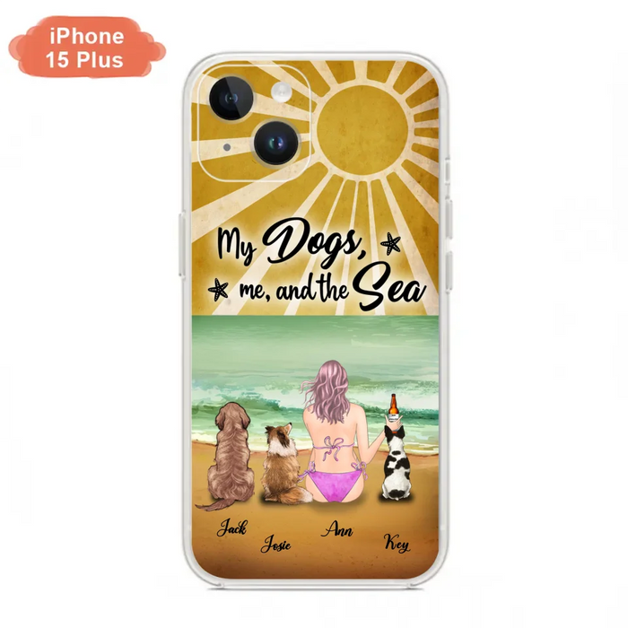 Custom Personalized Dog Mom Phone Case - Gifts For Dog Lovers With Upto 3 Dogs - My Dogs,Me And The Sea