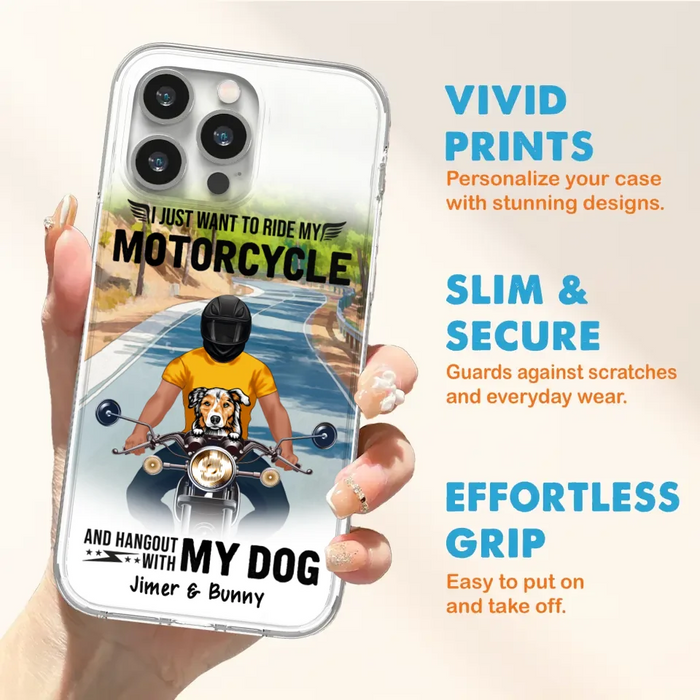 Custom Personalized Dog With Biker Phone Case - Upto 3 Dogs - Gifts For Dog Lover - Hangout With My Dog - Phone Case For iPhone And Samsung