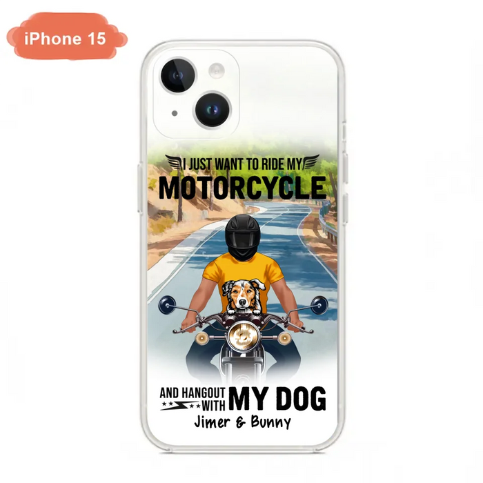 Custom Personalized Dog With Biker Phone Case - Upto 3 Dogs - Gifts For Dog Lover - Hangout With My Dog - Phone Case For iPhone And Samsung