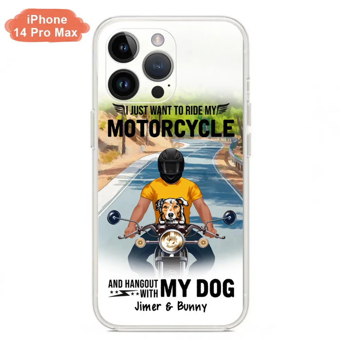 Custom Personalized Dog With Biker Phone Case - Upto 3 Dogs - Gifts For Dog Lover - Hangout With My Dog - Phone Case For iPhone And Samsung