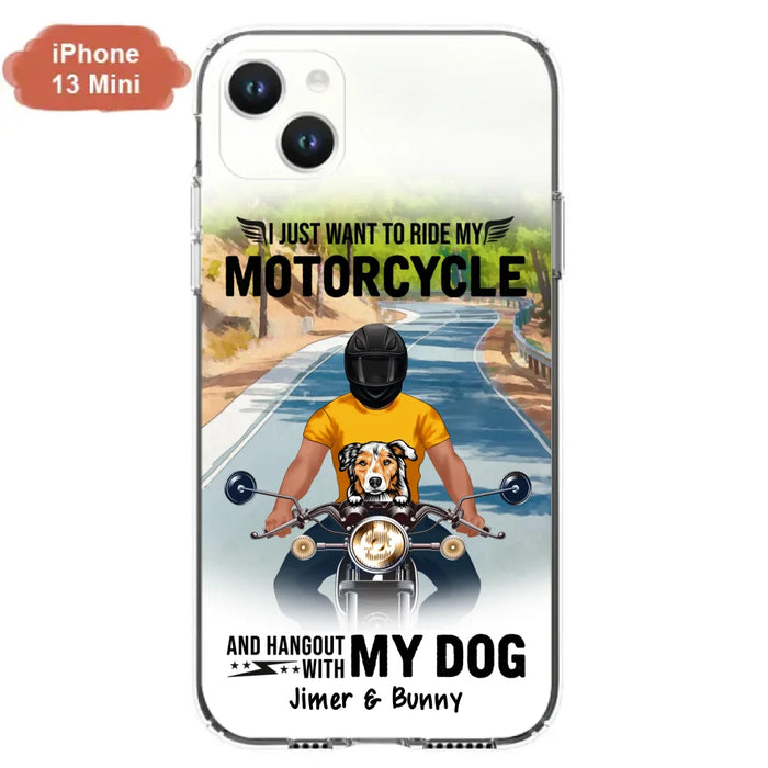 Custom Personalized Dog With Biker Phone Case - Upto 3 Dogs - Gifts For Dog Lover - Hangout With My Dog - Phone Case For iPhone And Samsung