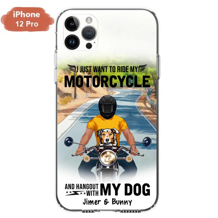 Custom Personalized Dog With Biker Phone Case - Upto 3 Dogs - Gifts For Dog Lover - Hangout With My Dog - Phone Case For iPhone And Samsung