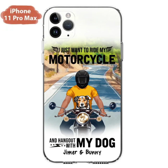 Custom Personalized Dog With Biker Phone Case - Upto 3 Dogs - Gifts For Dog Lover - Hangout With My Dog - Phone Case For iPhone And Samsung