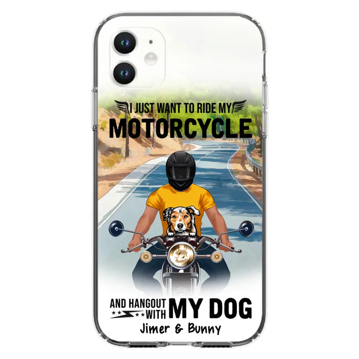 Custom Personalized Dog With Biker Phone Case - Upto 3 Dogs - Gifts For Dog Lover - Hangout With My Dog - Phone Case For iPhone And Samsung