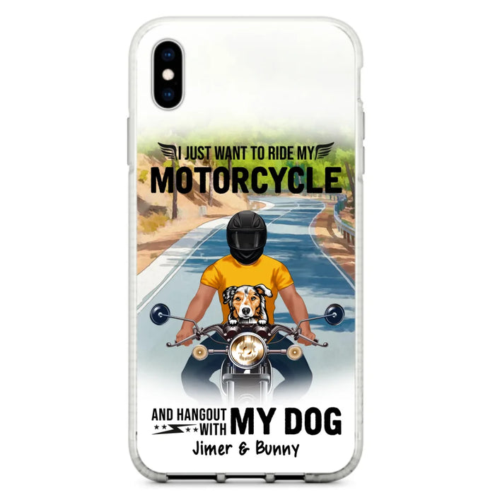 Custom Personalized Dog With Biker Phone Case - Upto 3 Dogs - Gifts For Dog Lover - Hangout With My Dog - Phone Case For iPhone And Samsung