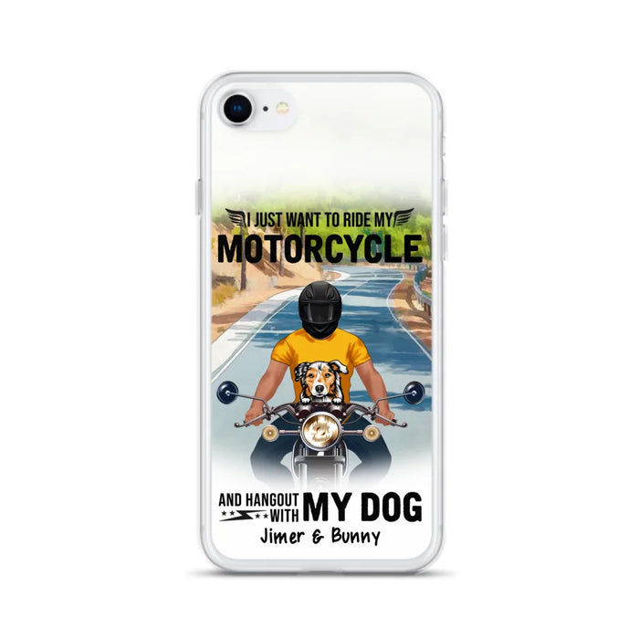 Custom Personalized Dog With Biker Phone Case - Upto 3 Dogs - Gifts For Dog Lover - Hangout With My Dog - Phone Case For iPhone And Samsung