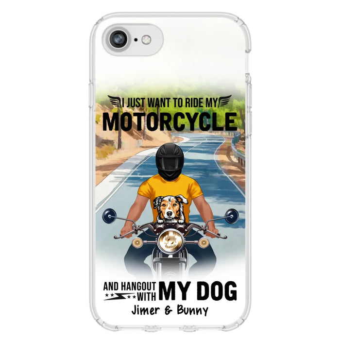 Custom Personalized Dog With Biker Phone Case - Upto 3 Dogs - Gifts For Dog Lover - Hangout With My Dog - Phone Case For iPhone And Samsung