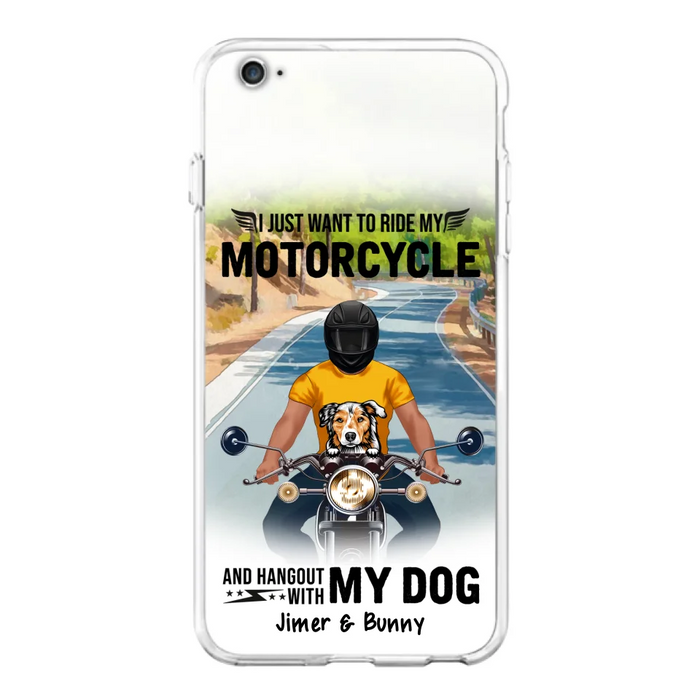 Custom Personalized Dog With Biker Phone Case - Upto 3 Dogs - Gifts For Dog Lover - Hangout With My Dog - Phone Case For iPhone And Samsung