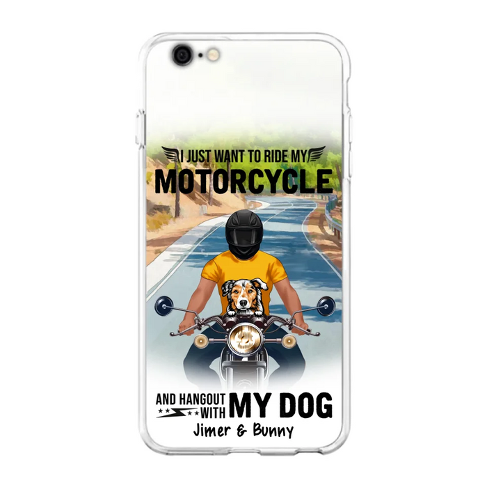 Custom Personalized Dog With Biker Phone Case - Upto 3 Dogs - Gifts For Dog Lover - Hangout With My Dog - Phone Case For iPhone And Samsung