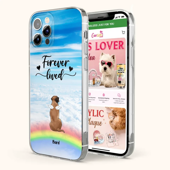 Custom Personalized Memorial Pets Phone Case - Upto 5 Pets - Memorial Gift For Dog Lovers/Cat Lovers - Forever Loved - Phone Case For iPhone And Samsung - AXSIO5