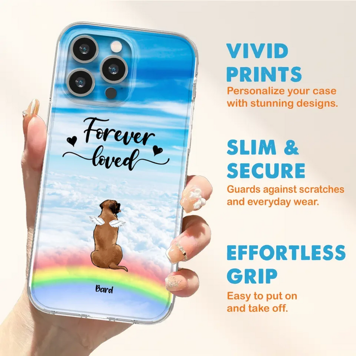 Custom Personalized Memorial Pets Phone Case - Upto 5 Pets - Memorial Gift For Dog Lovers/Cat Lovers - Forever Loved - Phone Case For iPhone And Samsung - AXSIO5