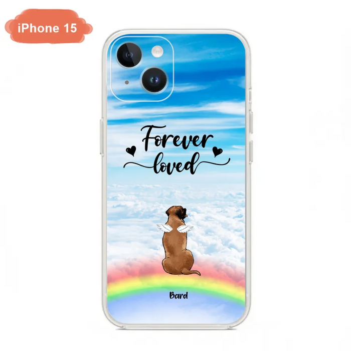 Custom Personalized Memorial Pets Phone Case - Upto 5 Pets - Memorial Gift For Dog Lovers/Cat Lovers - Forever Loved - Phone Case For iPhone And Samsung - AXSIO5